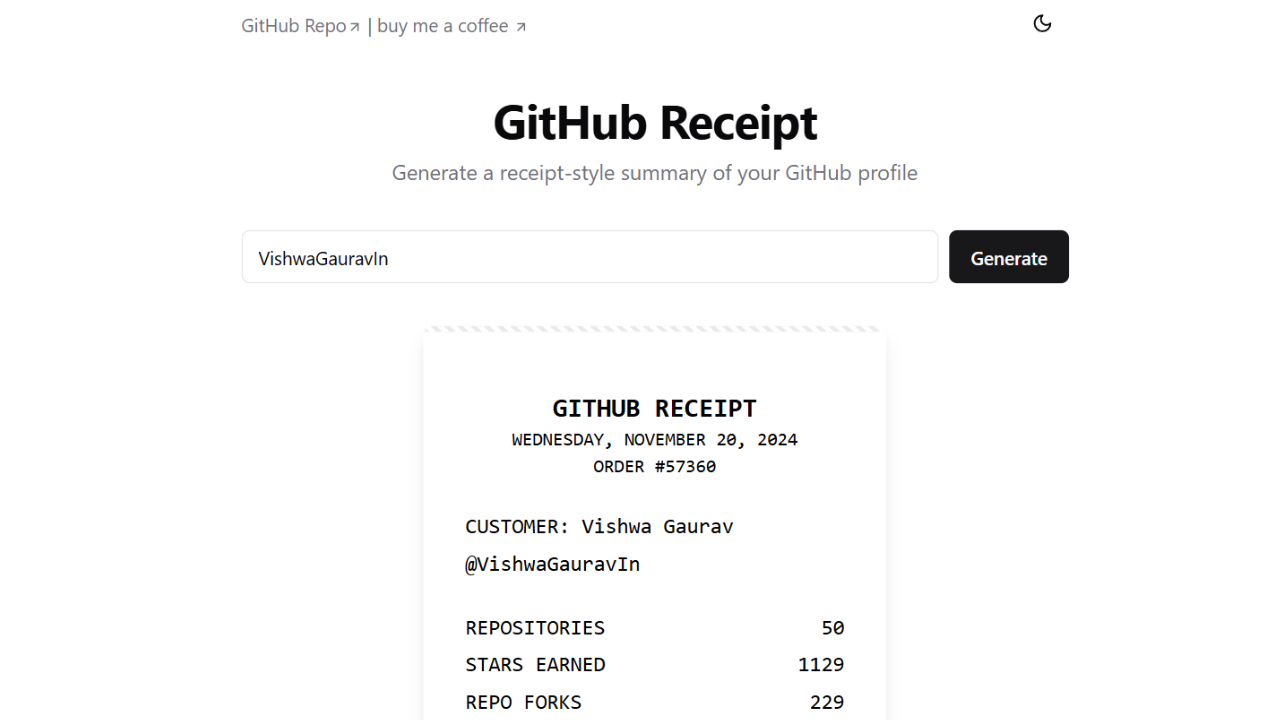 GitHub Receipts